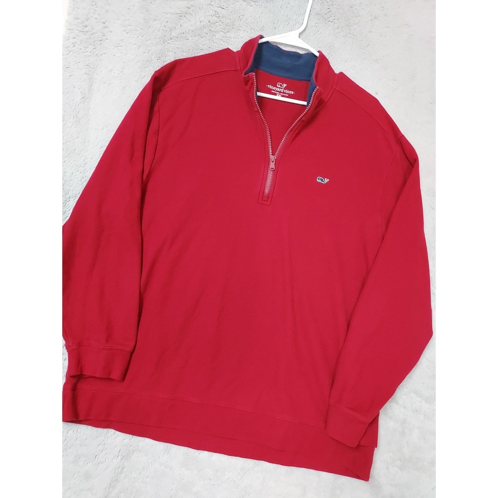 Vineyard Vines Pullover MensXXL Quarter Zip Cotton Magenta Purple Sweater Preppy
